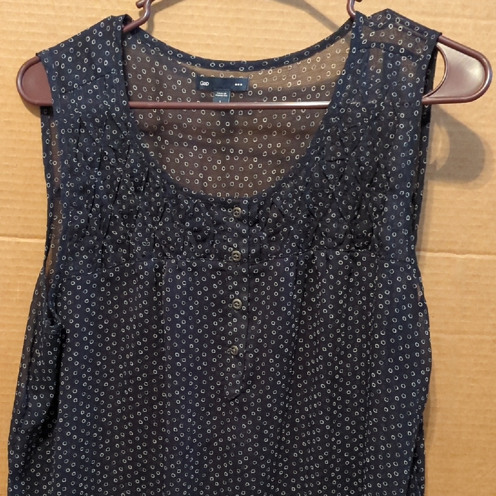 GAP Navy Sleeveless Blouse with Pattern